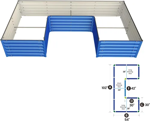 Vista 4 de Olle Paquete de 4 varillas de soporte de aluminio anticorrosión para cama de jardín elevada de 24 pulgadas de ancho, 24 pulgadas de largo