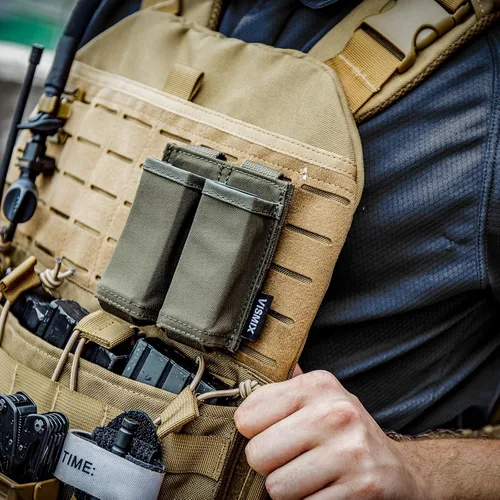 Vista 7 de VISMIX - Estuche para cargador de pistola, estuche doble de 9mm con inserción de Kydex de liberación rápida y compatible con MOLLE Verde Armada