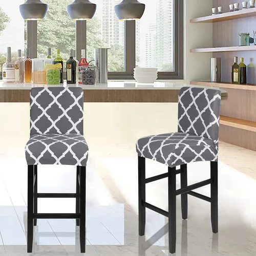 Vista 8 de SearchI Paquete de 4 fundas para silla, fundas elásticas para taburetes de bar, extraíbles y lavables, estampadas, fundas para sillas de taburete