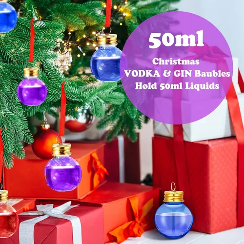 Vista 4 de Patelai 24 Piezas Bolas de Bebida de Navidad Adorno de Vaso de Chupito Adornos de Árbol de Navidad de Plástico Rellenables Bombillas de Botella