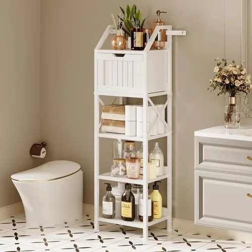 Vista 5 de Homeiju Estante organizador de almacenamiento de baño de 5 niveles