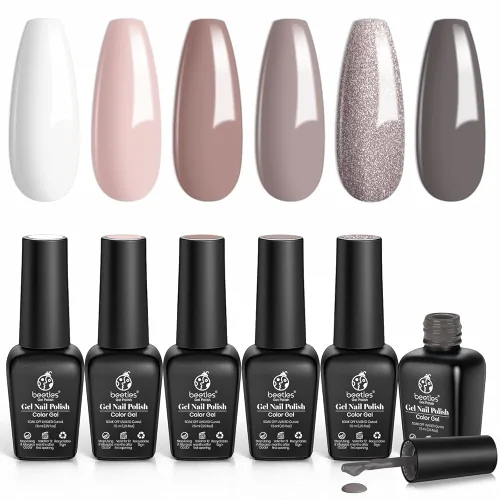 Vista 24 de Beetles - Juego de esmaltes de gel de otoño con gel floreciente, efecto A - Marrón ámbar Atracción ámbar