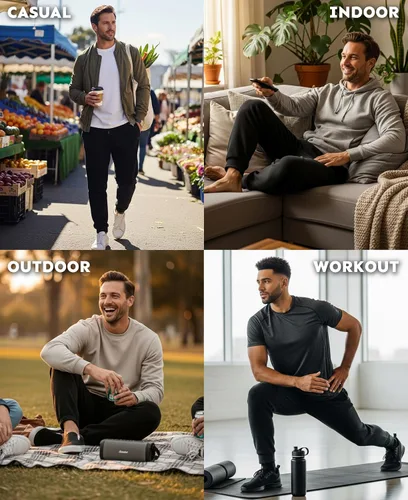 Vista 6 de Andrew Scott Pantalones deportivos de forro polar para hombre, paquete múltiple, pantalones deportivos de ajuste holgado para entrenamiento, correr