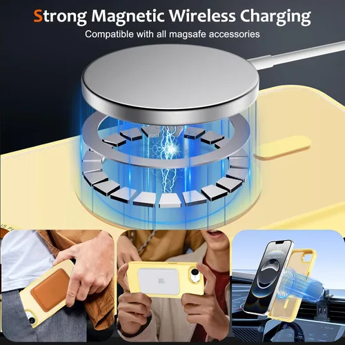 Vista 852 de Anuck - Funda magnética para iPhone 11 compatible con MagSafe, carcasa trasera mate translúcida dura, borde de TPU, delgada, resistente a impactos