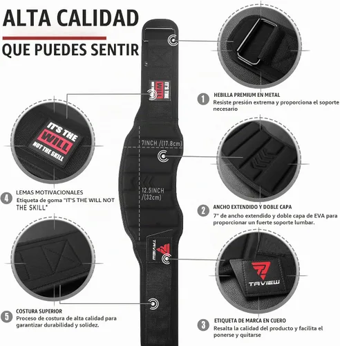 Vista 2 de Weight Lifting Belt, Weightlifting Belt,Workout Gym Powerlifting Belt 7 inch,Fitness Back Support for Cross Training, Squats, Lunges