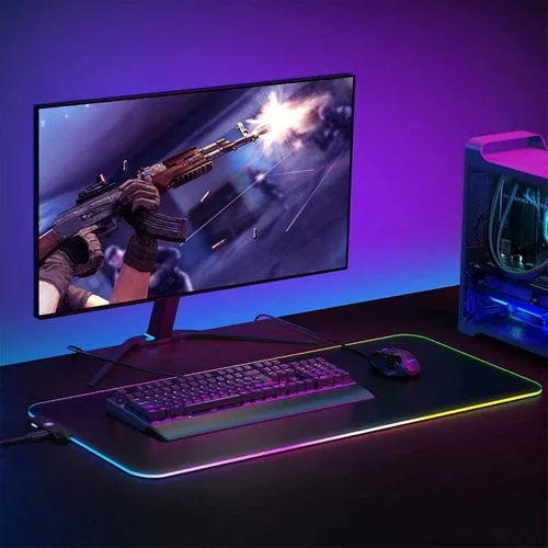 Vista 6 de Overlord - Tapete antideslizante para teclado RGB, tapete de escritorio, tapete para mouse XXL para juegos Mause Ped PC Gamer LED teclados MAT