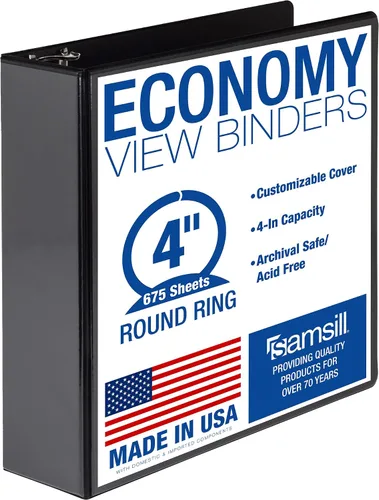 Vista 12 de Samsill Carpeta de 3 anillos de 1 pulgada, fabricada en Estados Unidos, anillo redondo económico, cubierta transparente, capacidad de 200 hojas