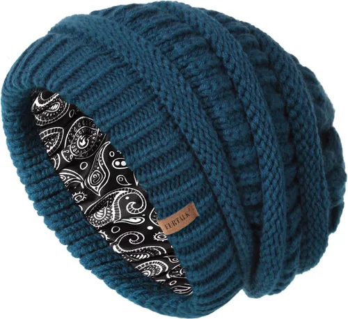 Vista 33 de FURTALK Gorro de invierno para mujer, con forro de satén, tejido trenzado, grueso, holgado, gorro cálido