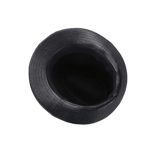 Vista 6 de Sombrero de cuero negro para hombre, sombrero de cuero de oveja vintage, sombrero clásico de cuero de Fedora de caballero para hombre, sombrero