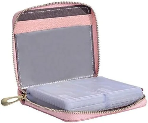 Vista 14 de Easyoulife Billetera Tarjetero de Tarjetas de Crédito para Mujer con Cremallera de Cuero Estuche para Tarjetas con Bloqueo RFID, Negro, medio