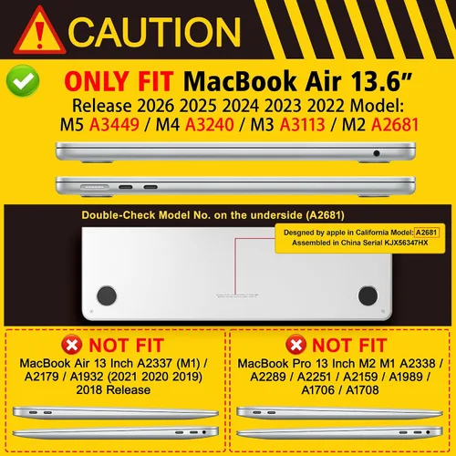 Vista 2 de May Chen Funda para MacBook Air M4 de 13.6 pulgadas 2025 2024 2023 2022 versión A3240 M3 A3113 M2 A2681, carcasa rígida de plástico para MacBook Air