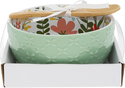 Vista 7 de Pavilion Gift Company - Friends - Juego de cuencos y cucharas florales de 11 oz y 4.25 pulgadas - Apreciación familiar sentimental inauguración
