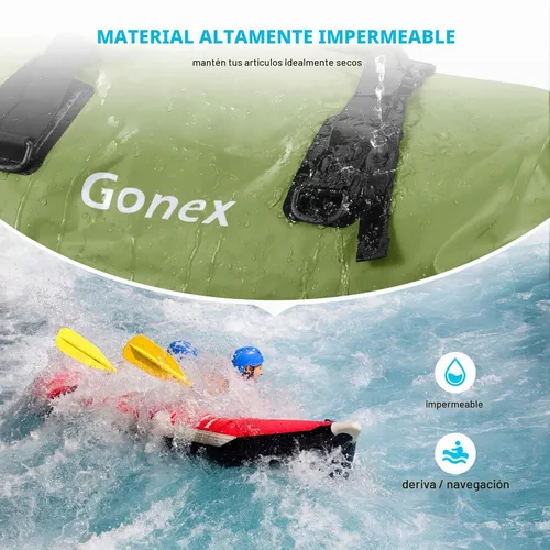 Vista 2 de Gonex Bolsa de lona impermeable extra grande de 40 L, 60 L, 80 L, bolsa de lona seca de viaje, bolsa resistente con correas y asas duraderas