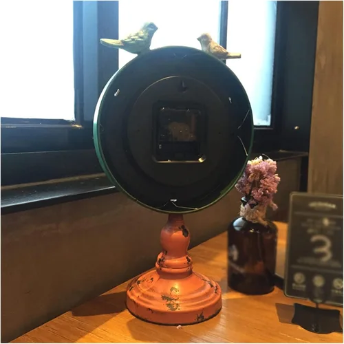 Vista 7 de Reloj de manto para sala de estar, reloj de escritorio retro para el hogar, dormitorio, silencioso, de hierro forjado, reloj de escritorio, reloj