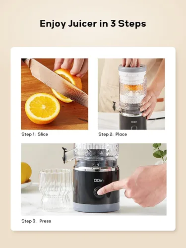 Vista 6 de Exprimidor de cítricos, exprimidor automático de naranja, alto rendimiento de jugo, fácil de usar y limpiar, exprimidor eléctrico de frutas