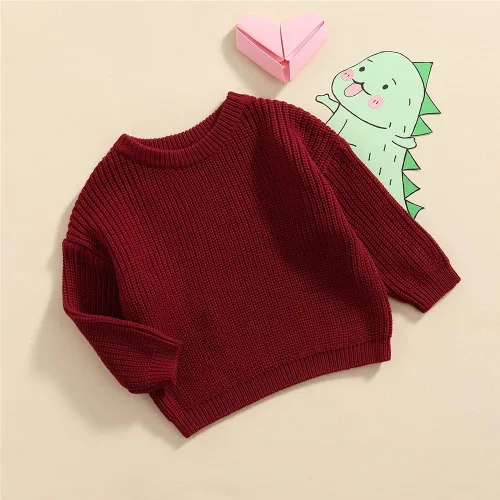 Vista 6 de Suéter de punto para bebé niña y niño, sudadera cálida con cuello redondo y manga larga para bebé