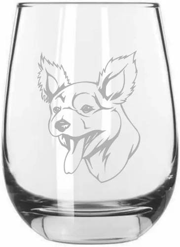 Vista 125 de Shar Pei (chino) - Vaso de vino sin tallo grabado para perro, 15.25 onzas