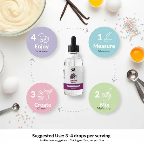 Vista 7 de Dolce Flav Extracto de uva – 2 onzas soluble en aceite, Kosher, sin azúcar, sabor concentrado de frutas para dulces, chocolates y postres, incluye