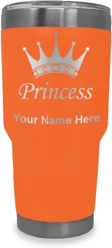 Vista 14 de LaserGram Vaso aislado al vacío de 20 onzas, corona de princesa, grabado personalizado incluido (negro)