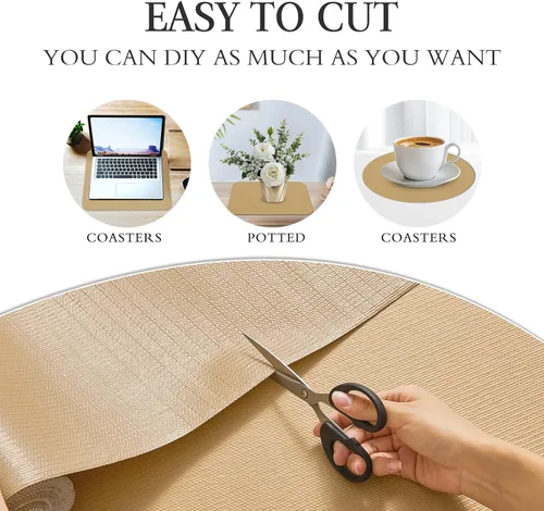 Vista 6 de Beautysaid Revestimiento de estante y cajón para armario de cocina, papel antideslizante no adhesivo, impermeable, lavable, grueso para tocador