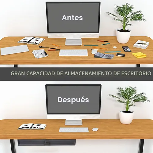 Vista 7 de GOME Cajón deslizable debajo del escritorio con diseño divisor de espacio para guardar lápices y accesorios de oficina, organizador de bandeja Negro