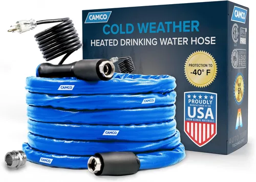 Vista 11 de Camco Heated Drinking Water Hose for RV, 5/8 In ID, 50 Ft, Blue, 22912-A
