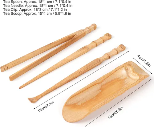 Vista 9 de Juego de herramientas de servicio de té chino, juego de té natural de 4 piezas, accesorios para ceremonia de té para el hogar, al aire libre