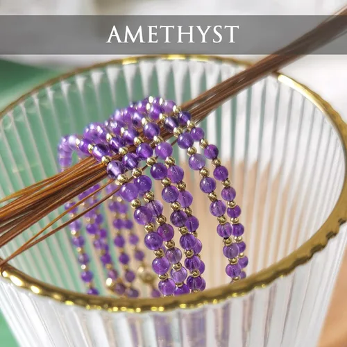 Vista 6 de Morchic - Pulsera ajustable de pulgadas para mujer, con mini cuentas de gemas naturales, serie de dijes de gemas de energía, regalo de cumpleaños