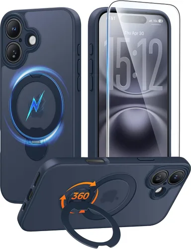 Vista 25 de FNTCASE Funda para Samsung Galaxy Z Flip 8 con soporte magnético giratorio de 360 grados, color negro Compatible con MagSafe, protección completa