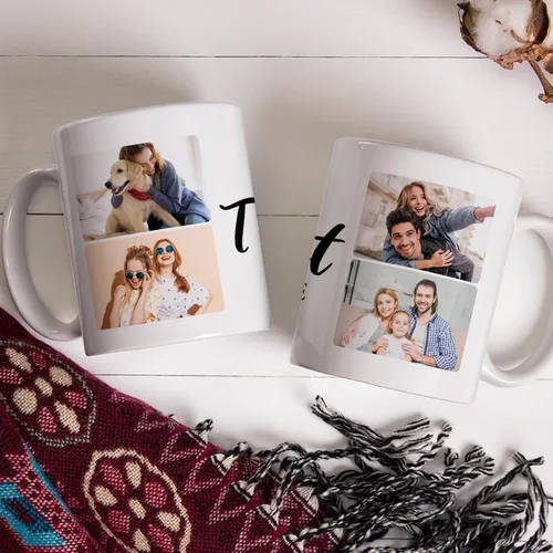 Vista 4 de Taza de café personalizada con texto fotográfico, 4 fotos collage, taza de café personalizada, regalos personalizados para cumpleaños, Navidad, taza