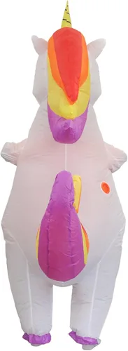 Vista 2 de IHGYT Disfraz inflable de unicornio arcoíris para disfraz de Halloween, cosplay