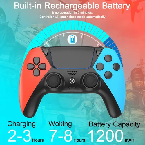 Vista 3 de Wiv77 Controller for PS4 Controller,Gaming Controller for Playstation 4 Controller,Control Ps4 with Motion SensorJoysticksRapid Fire2 Back