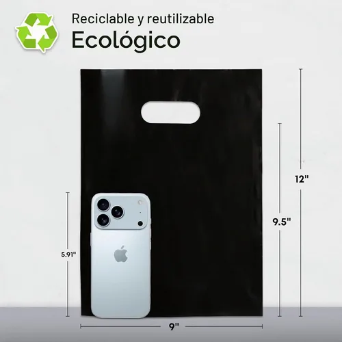 Vista 5 de Choice Marts 100 bolsas de plástico negras con asas 9x12 bolsas de Negro