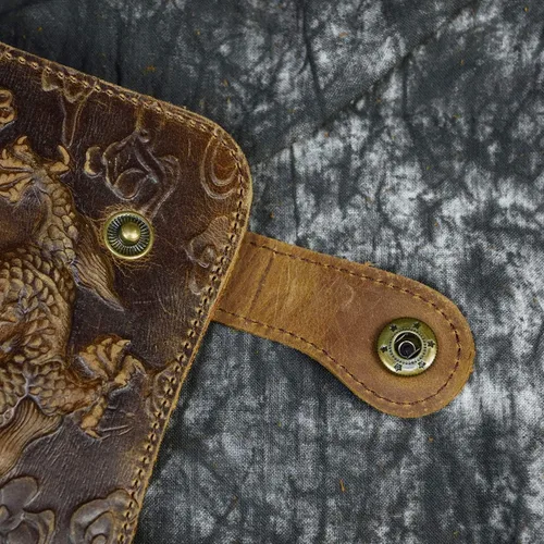 Vista 3 de LUUFAN Cartera larga de cuero genuino para hombre tarjetero con bolsillo para monedas