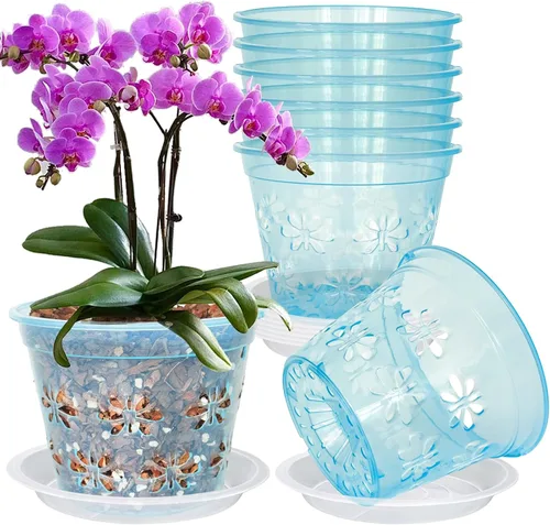 Vista 18 de Macetas transparentes para orquídeas, paquete de 8 unidades, 5 pulgadas