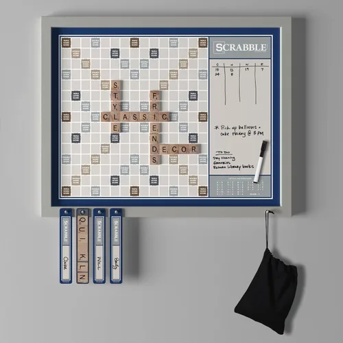 Vista 2 de WS Game Company Scrabble Deluxe Edición de pared 2 en 1 con tablero de mensajes de borrado en seco
