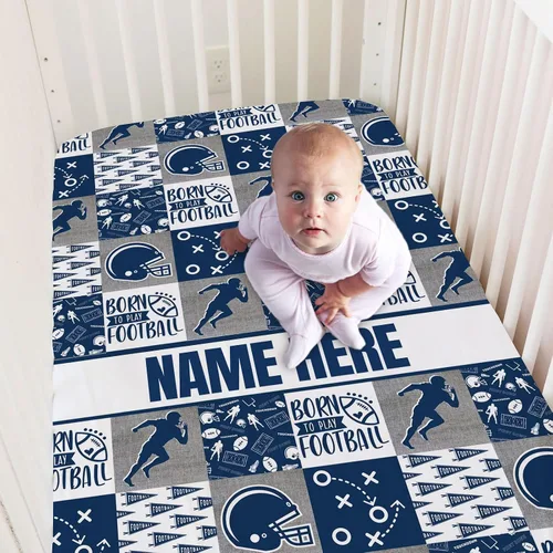 Vista 9 de Sábanas personalizadas para cuna de bebé con nombre, sábanas ajustadas para cuna de bate de béisbol personalizadas para bebés, juegos de ropa