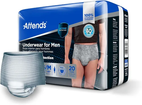 Vista 2 de Attends Ropa interior desechable para hombre, con costuras rasgadas, talla S/M, ADUM15, 20