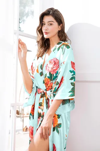 Vista 5 de BABEYOND Kimono largo floral dama de honor boda despedida de soltera 53 pulgadas