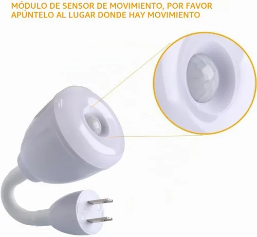 Vista 5 de Luz con sensor de movimiento enchufable, luz nocturna del atardecer al amanecer, salida de CA, lámpara de pared para escalera, luz LED inteligente