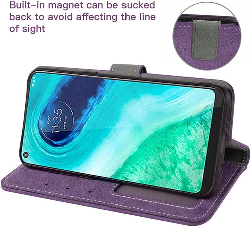 Vista 3 de Asuwish Funda compatible con Moto G Fast 2020 y protector de pantalla de vidrio templado, soporte para tarjetas de crédito, accesorios para celular