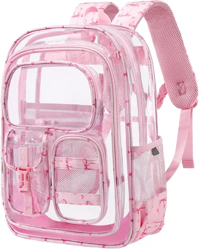 Vista 29 de Mochila transparente de tres capas, bolsa transparente resistente para niños, mochila transparente para niñas y niños (beige)