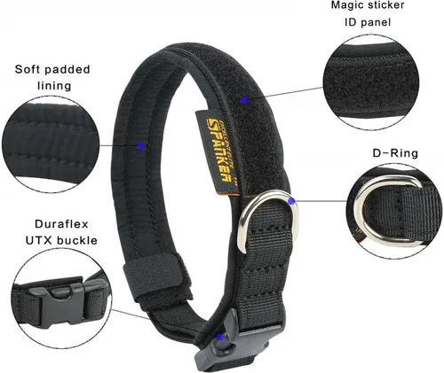 Vista 3 de EXCELLENT ELITE SPANKER Collar de nailon para cachorro, ajustable, suave, acolchado, resistente, hebilla de liberación rápida, ligero, sin Negro