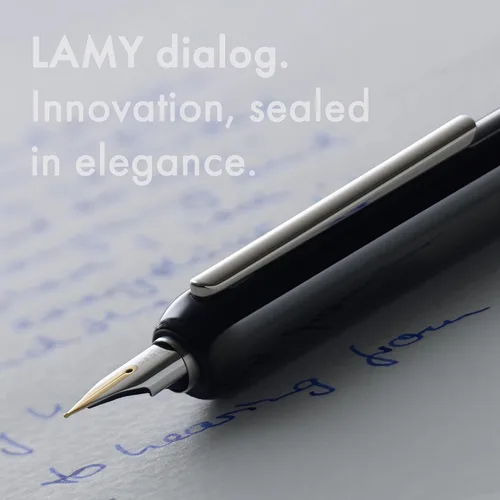 Vista 7 de Lamy diálogo negro – pluma estilográfica sin tapa con mecanismo de giro – Pluma de oro de 14 kt, parcialmente chapado en platino & en tamaño M