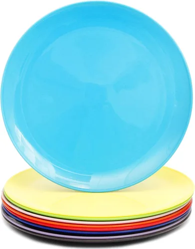 Vista 5 de Youngever Platos de plástico de 8 pulgadas, juego de 9 (color costero), platos pequeños, para ensalada y postre