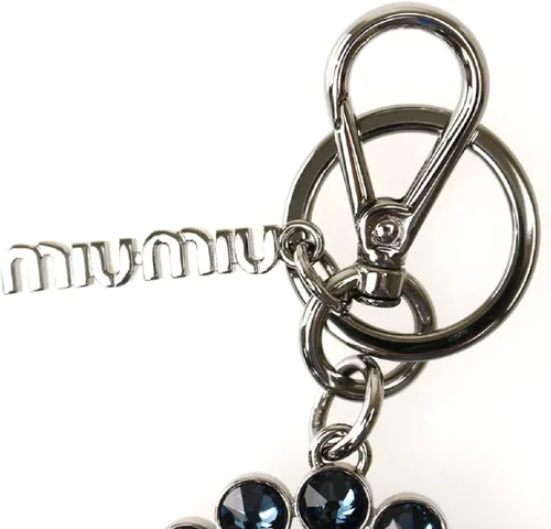 Vista 4 de Prada Miu Miu Trick Oval Cristal Azul Oscuro Plex Charm Llavero 5TM092