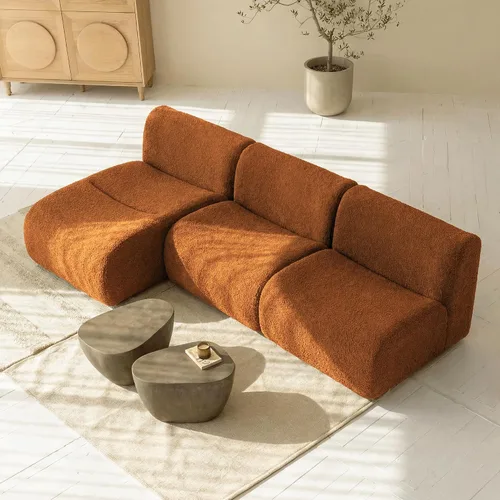 Vista 13 de Sofá individual modular curvado, sofá sherpa de espuma de 33 pulgadas, cómodos sofás de peluche para espacios pequeños, sofás modulares modernos