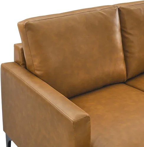 Vista 7 de Modway Evermore - Sofá biplaza de cuero vegano y metal de estilo moderno en color marrón