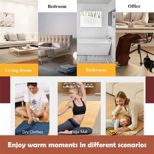 Vista 8 de Heated Floor Mat Graphene Electric Heated Rug Carpet Floor Heating Mat with Timer, Fast Heating Heated Area Rug Foot Warmer Indoor Space Floor 01