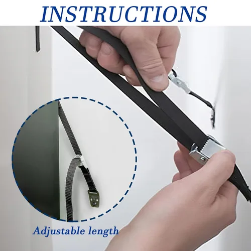 Vista 5 de Paquete de 2 correas de seguridad para TV, HhdvdyWgd TV anti rollo y rebobinado para protección de bebés, pantallas planas seguras, tocador, Negro